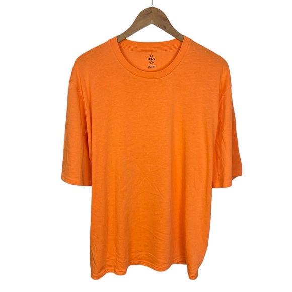 TS1012 Men’s Under Armour Boxy Loose Fit Highlighter Orange Athletic T Shirt L - Picture 1 of 3